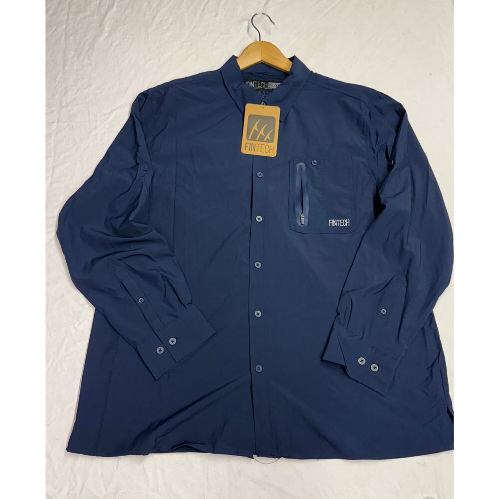 NWT Fintech men’s XL  shirt Long Sleeve  button down deep sea woven spandex